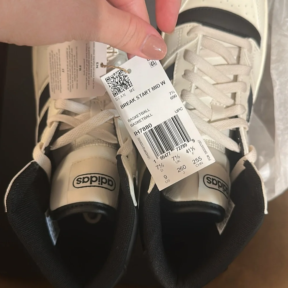 BNWT Adidas white/ cream and Black High-Tops ( multi sizes) - Picture 8 of 10